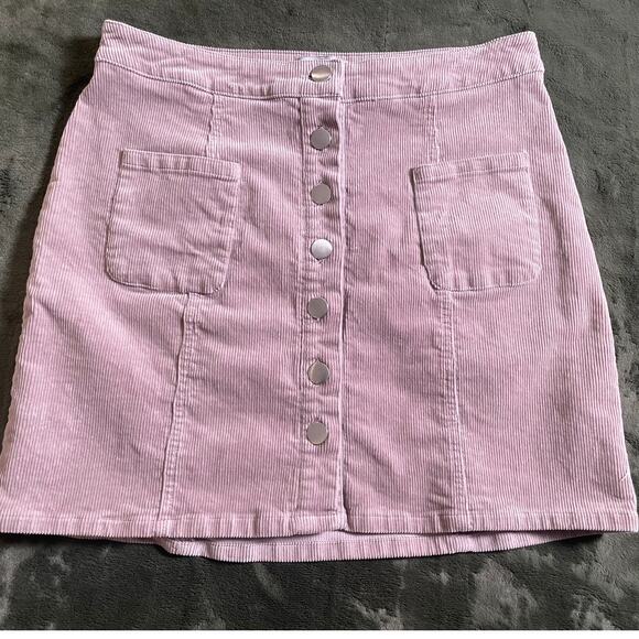 Charlotte Russe Dresses & Skirts - Charlotte Russe Lilac Purple Corduroy Button Front Skirt SZ L